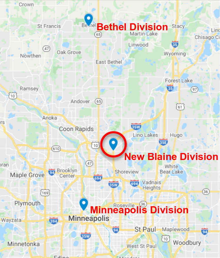 Map of Divisions in MN